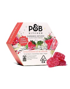 Papa & barkley - STRAWBERRIES & CREAM CRYSTAL COATED SOLVENTLESS HASH GUMMIES
